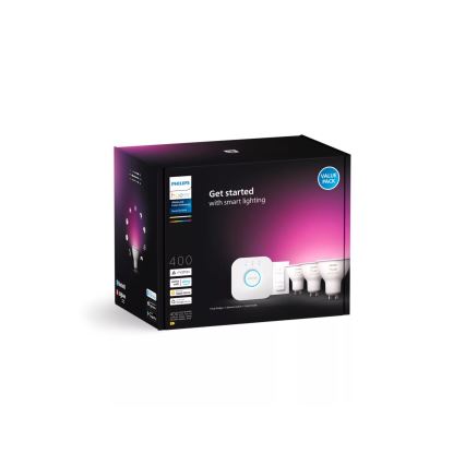 Startpaket Philips Hue WHITE AND COLOR AMBIANCE 3xGU10/4,2W/230V 2000-6500K + Hue bridge och dimmerbrytare