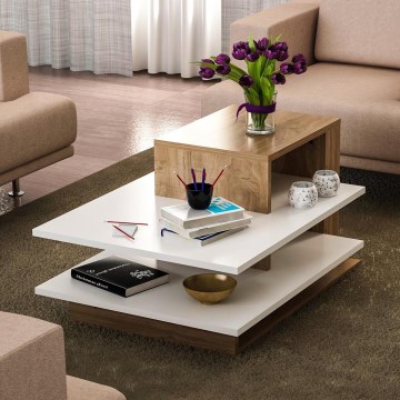 Konferensbord VENUS 43,6x84,8 cm vit/brun