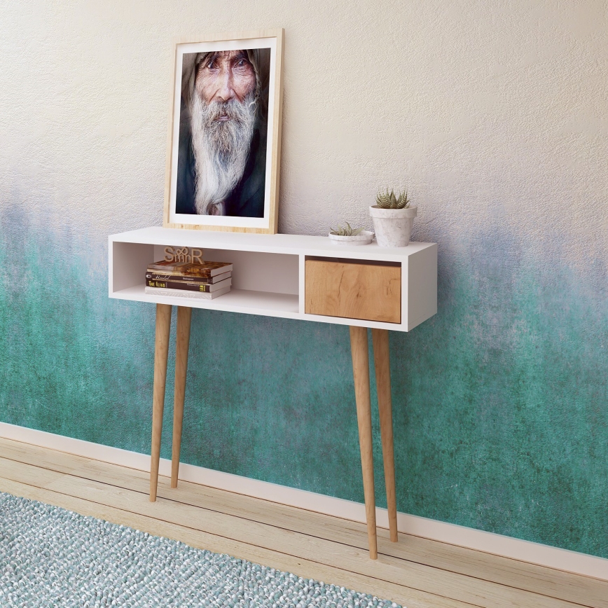 Konsolbord KIOGI 94x100 cm vit/beige