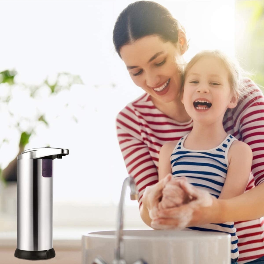 Kontaktlös tvåldispenser med sensor 4xAAA rostfritt stål