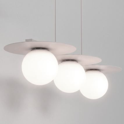 Krämvit taklampa med kabel FLAT 3xE27/15W/230V