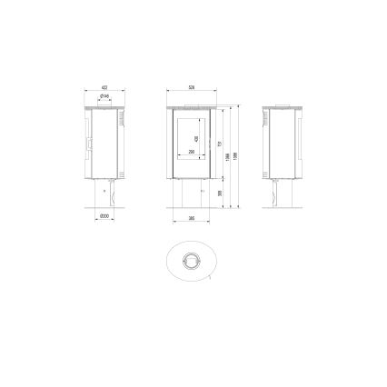 Kratki - Skorstensspis i stål 8 kW 150 mm