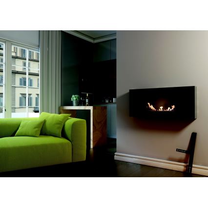 Kratki - Väggmonterad BIO-eldstad 40x90 cm 1,5 kW svart