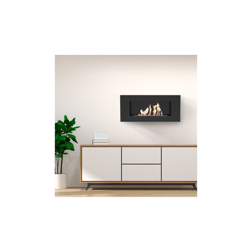 Kratki - Väggmonterad BIO-eldstad 40x90 cm 1,5 kW svart