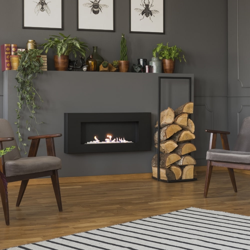 Kratki - Väggmonterad BIO-eldstad 40x90 cm 1,5 kW svart