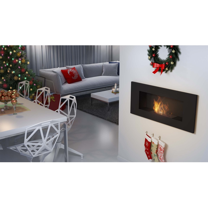 Kratki - Inbyggd BIO-eldstad 40x90 cm 2kW svart