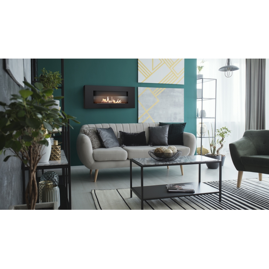 Kratki - Inbyggd BIO-eldstad 40x90 cm 2kW svart