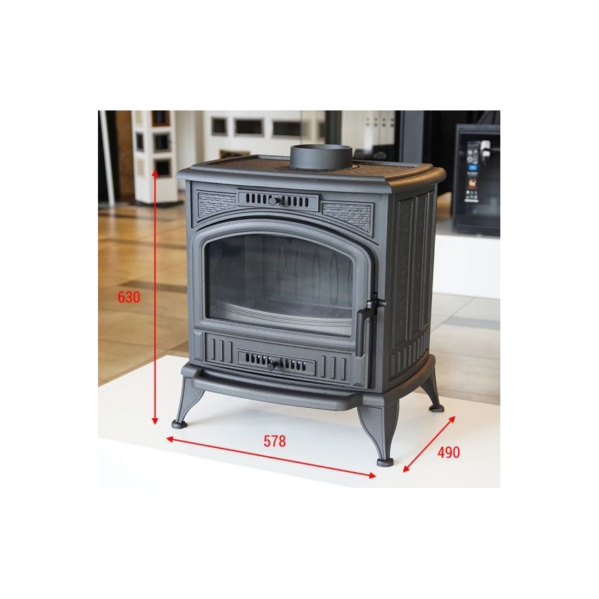 Kratki - Gjutjärnskamin för eldstad 8 kW 150 mm