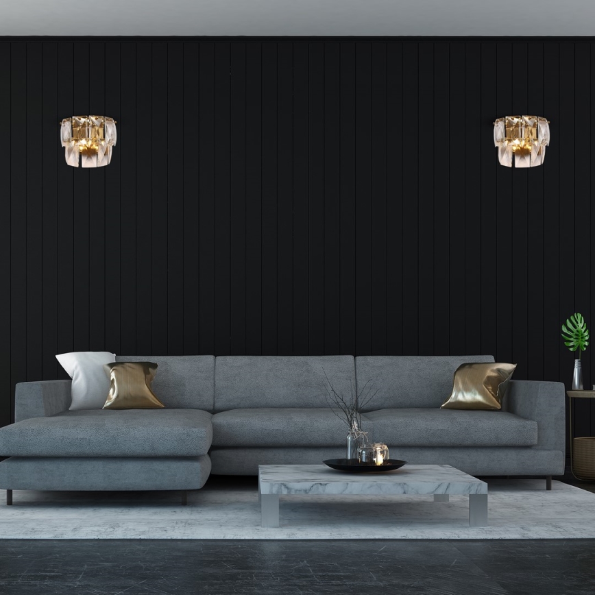 Kristall vägglampa  CHELSEA 2xE14/40W/230V gold