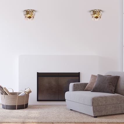 Kristall vägglampa  CHELSEA 2xE14/40W/230V gold