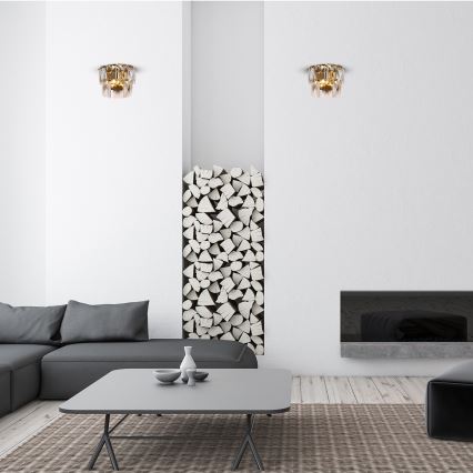 Kristall vägglampa  CHELSEA 2xE14/40W/230V gold