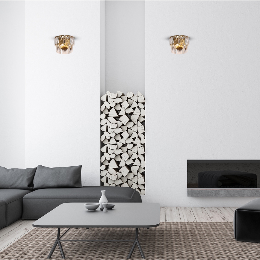 Kristall vägglampa  CHELSEA 2xE14/40W/230V gold