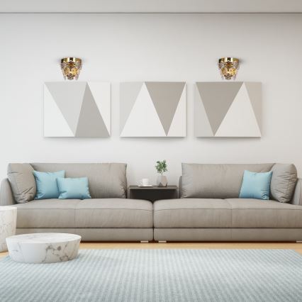 Kristall vägglampa  GRACE 2xE14/40W/230V gold