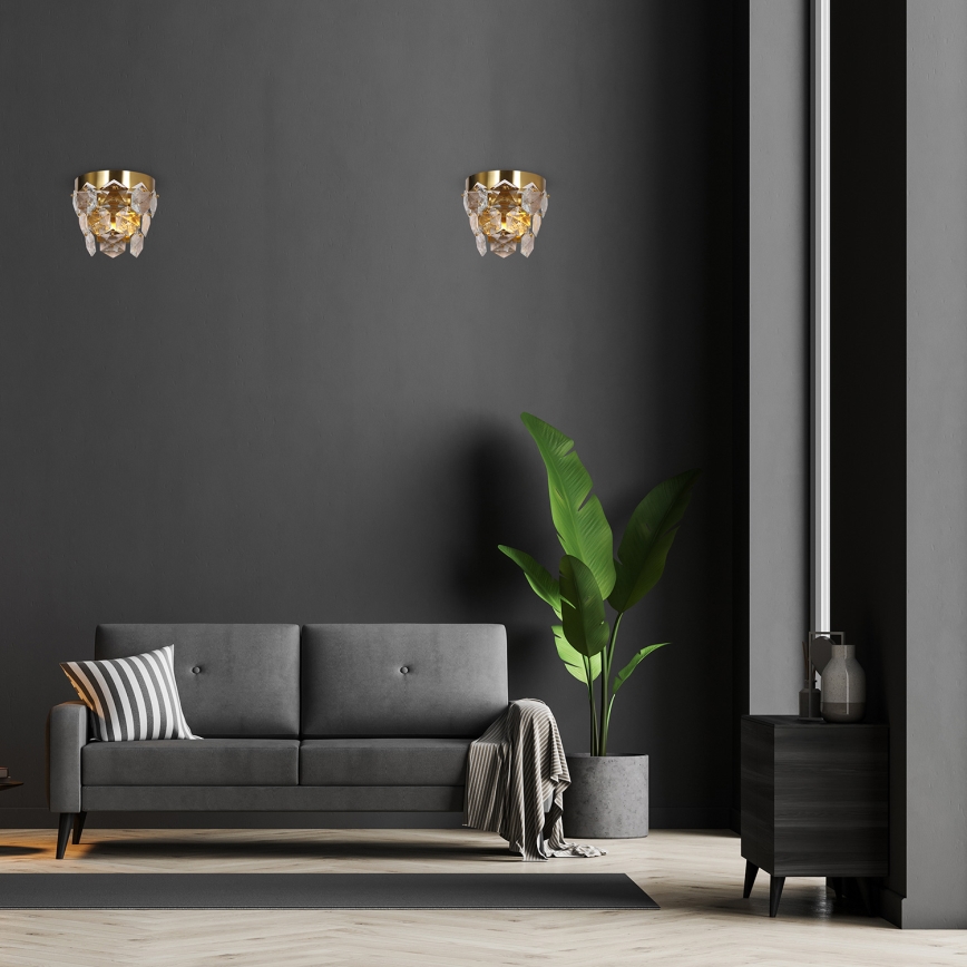 Kristall vägglampa  GRACE 2xE14/40W/230V gold