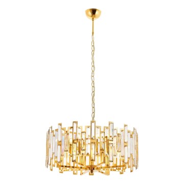 Kristallkrona med kedja CRYSTALLINE 6xE14/40W/230V, guldfärgad