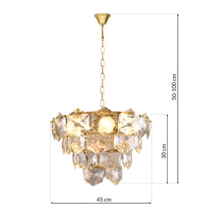 Kristallkrona med kedja DIANA 6×E14/40W/230V Guld