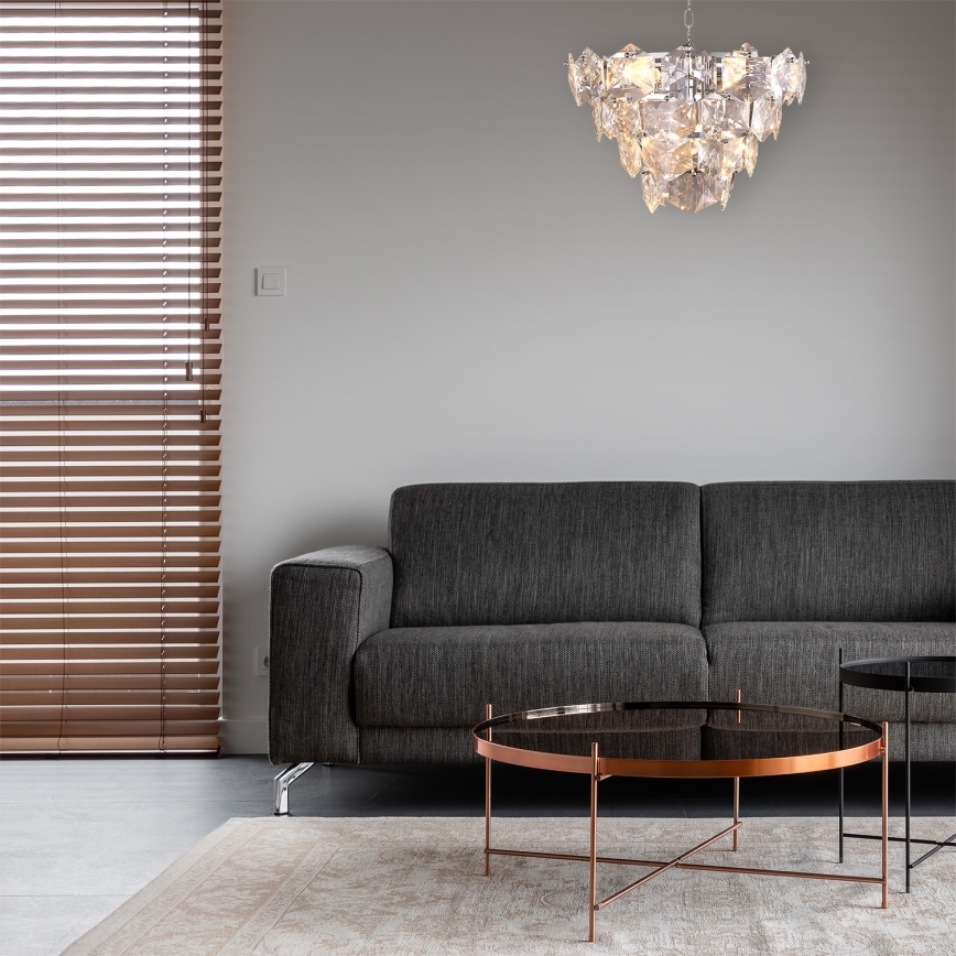 Kristallkrona med kedja DIANA 6×E14/40W/230V matt krom