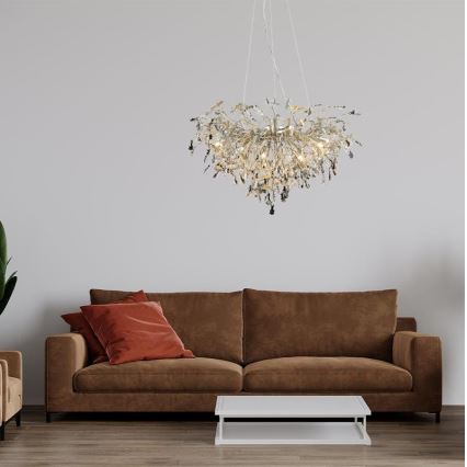 Kristallkrona med textilsladd 13xG9/40W/230V skinande krom