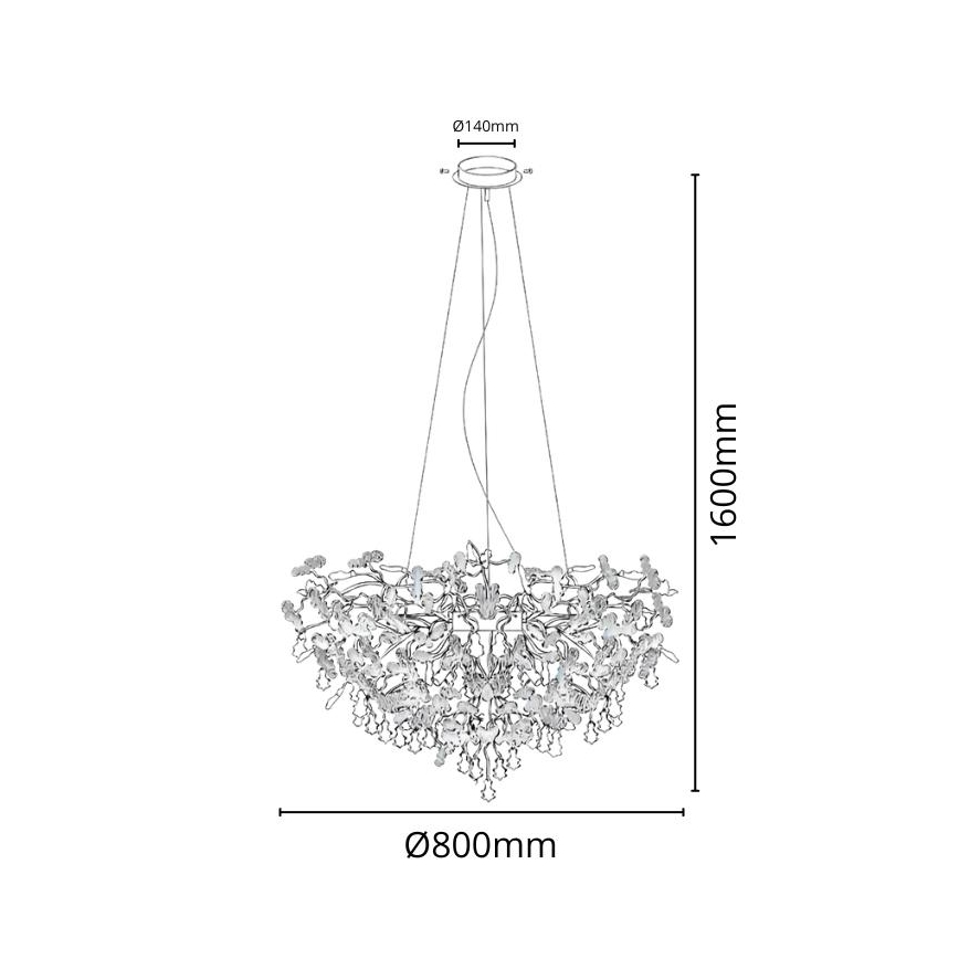 Kristallkrona med textilsladd 13xG9/40W/230V skinande krom