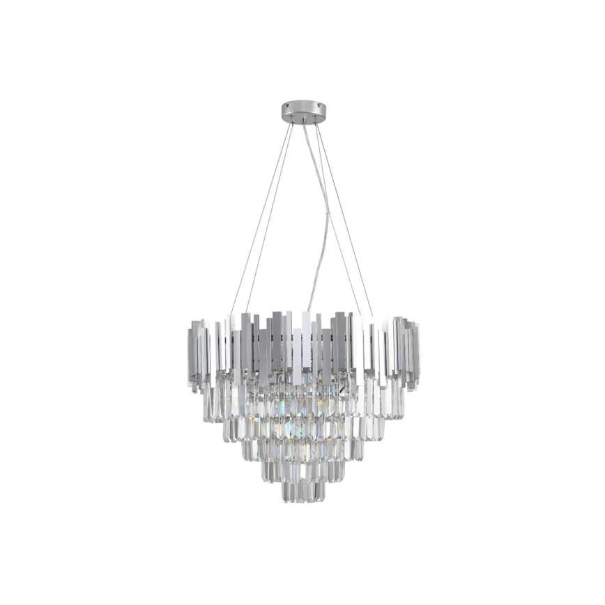 Kristallkrona med vajer PLAZA 9xE14/40W/230V Ø 60 cm silver
