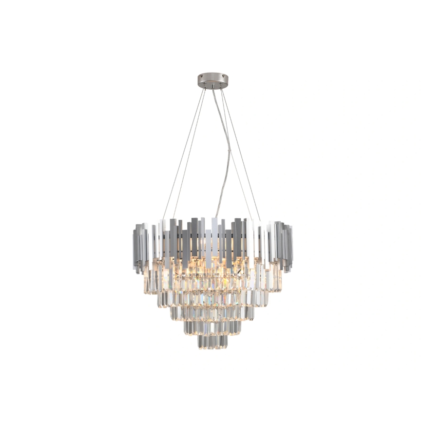 Kristallkrona med vajer PLAZA 9xE14/40W/230V Ø 60 cm silver