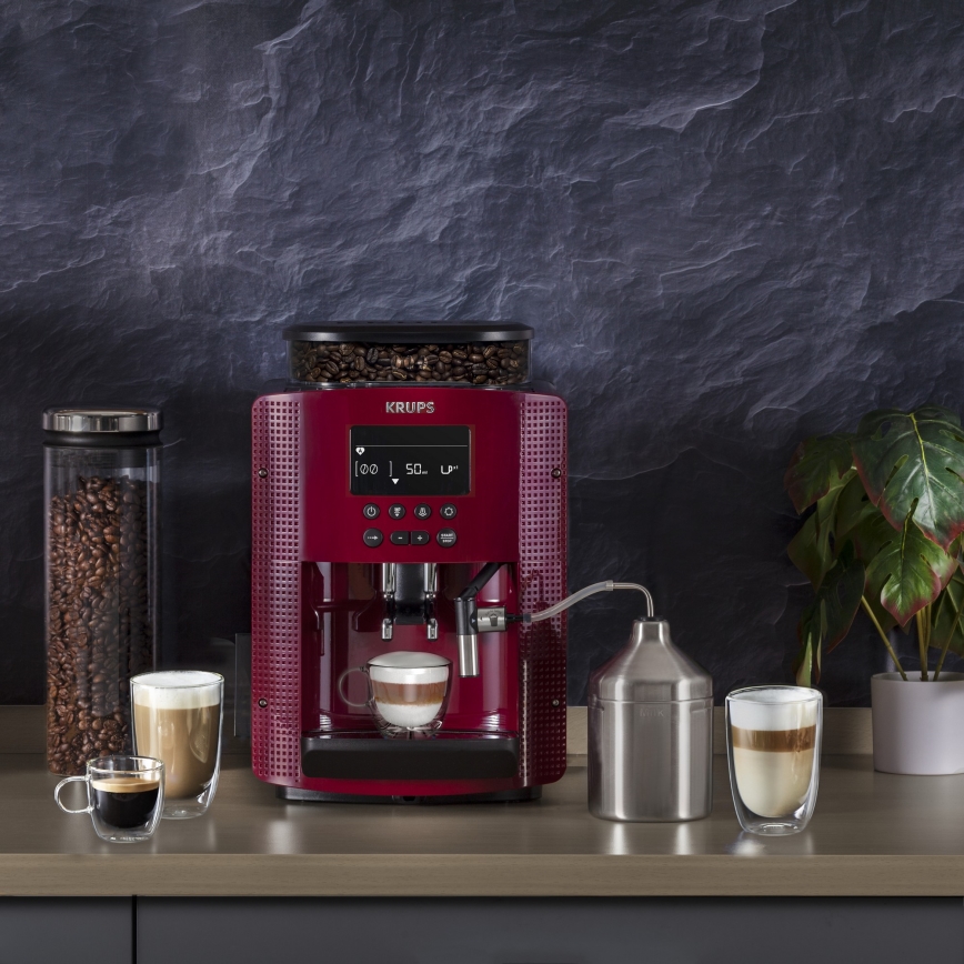 Krups - Automatisk kaffemaskin med mjölkbehållare ESSENTIAL 1450W/230V röd