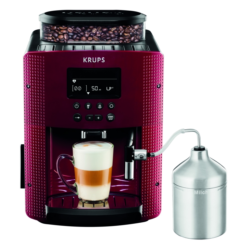 Krups - Automatisk kaffemaskin med mjölkbehållare ESSENTIAL 1450W/230V röd