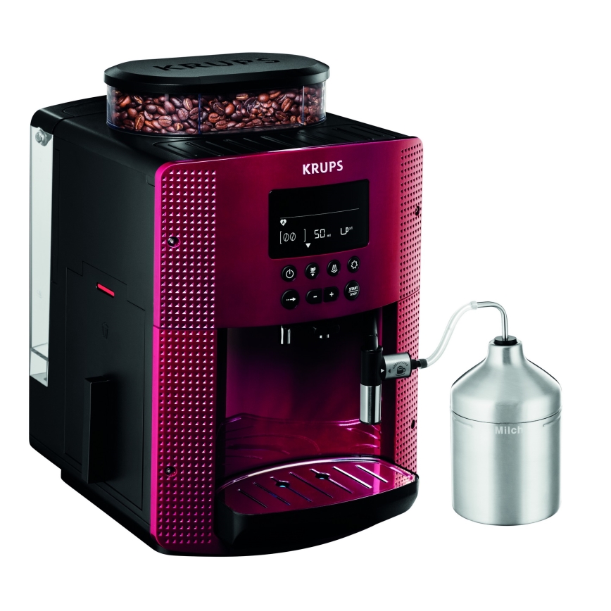 Krups - Automatisk kaffemaskin med mjölkbehållare ESSENTIAL 1450W/230V röd