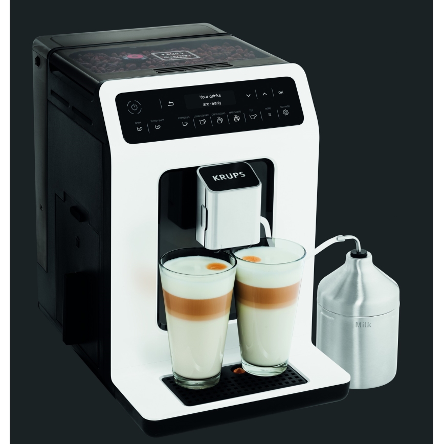 Krups - Automatisk kaffemaskin med mjölkbehållare EVIDENCE 1450W/230V vit