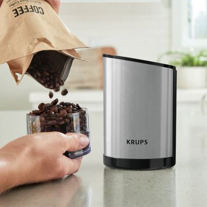 Krups - Elektrisk kaffebönkvarn 85g FAST-TOUCH 200W/230V matt krom