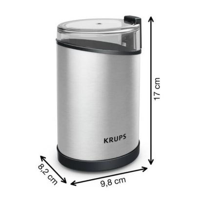 Krups - Elektrisk kaffebönkvarn 85g FAST-TOUCH 200W/230V matt krom