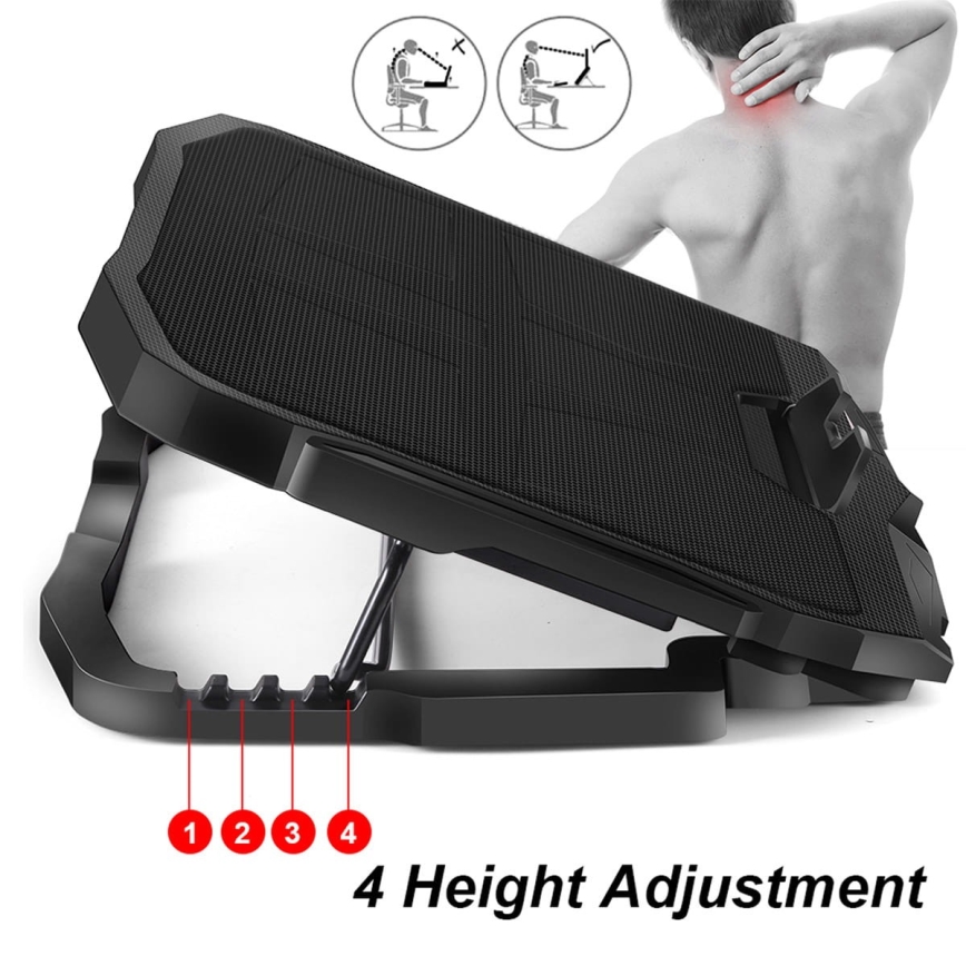 Kylplatta för laptop 4x fläkt 2xUSB svart