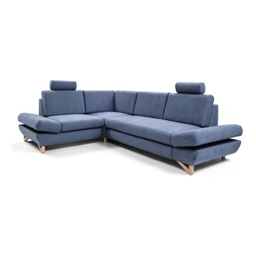 L-formad hörnsoffa AVESTA med bäddfunktion och förvaring, vänster, blå
