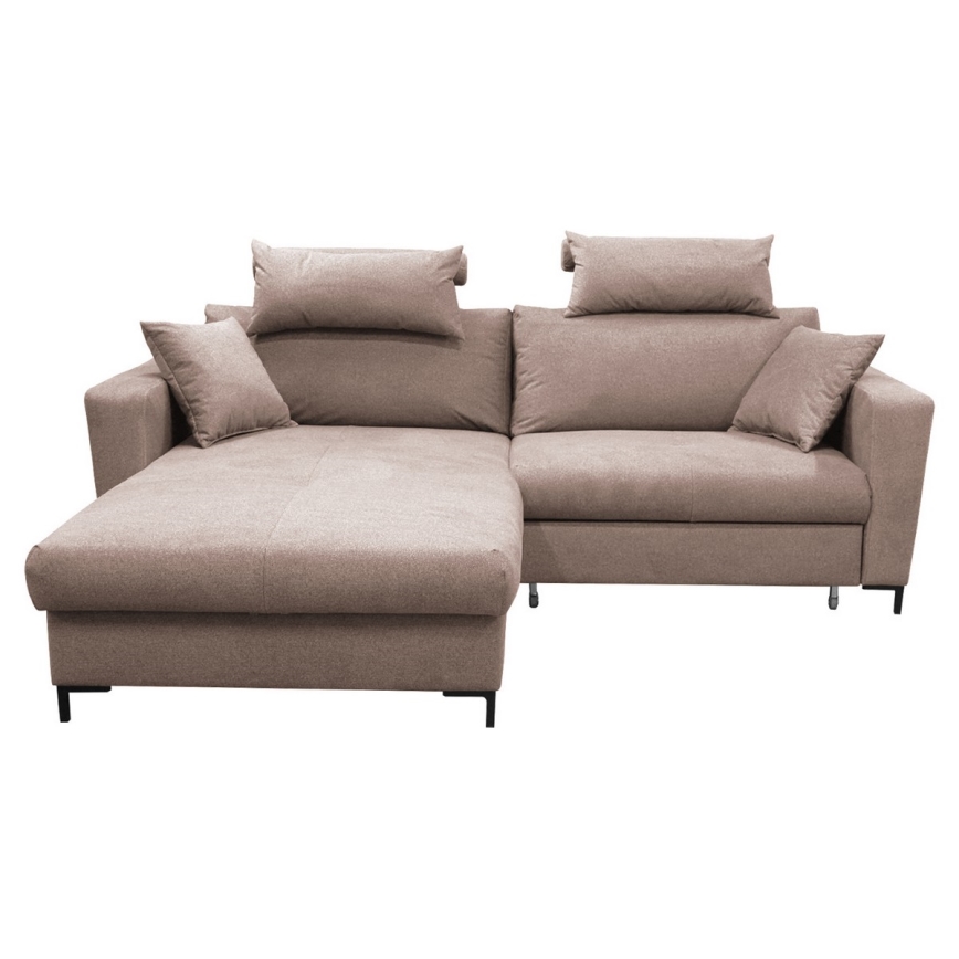 L-formad hörnsoffa HORTA med bäddfunktion och rymligt förvaringsutrymme, vänsterutförande, rosa