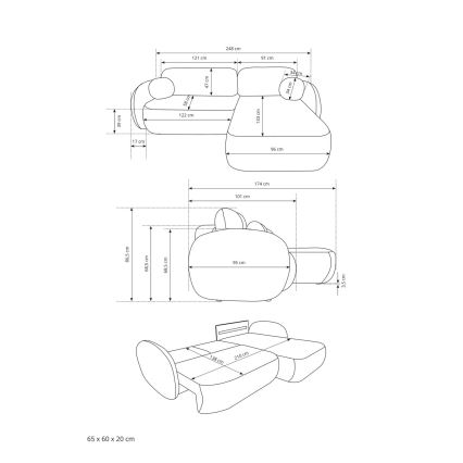 L-formad hörnsoffa OLBIA med bäddfunktion och förvaring, vänster, beige