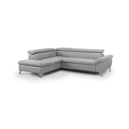 Utdragbar hörnsoffa i läder SALERNO II vänster, grå