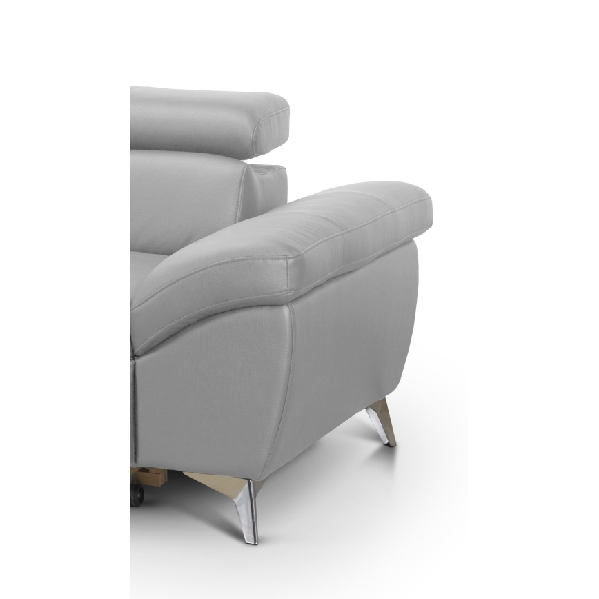 Utdragbar hörnsoffa i läder SALERNO II vänster, grå