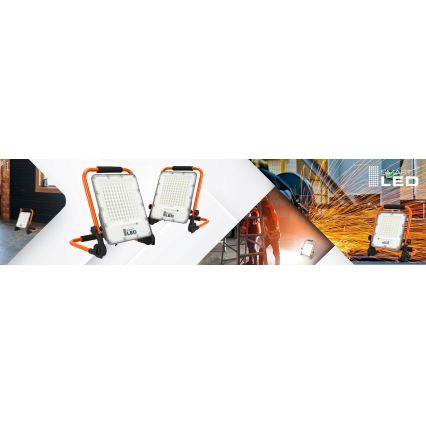 Laddningsbar LED-reflektor med stativ LED/100W/3,2V 5000K 5000 mAh IP65 orange