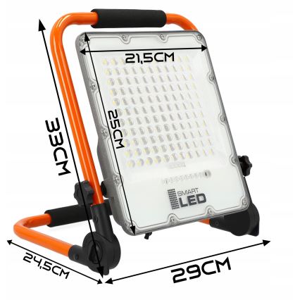 Laddningsbar LED-reflektor med stativ LED/100W/3,2V 5000K 5000 mAh IP65 orange