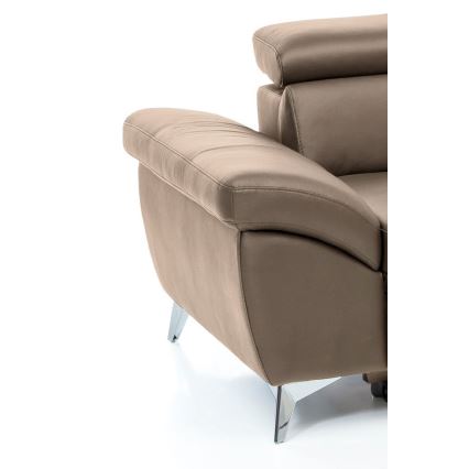 Utdragbar hörnsoffa i läder SALERNO II, höger, brun