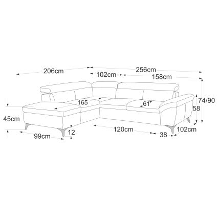Utdragbar hörnsoffa i läder SALERNO II vänster, brun