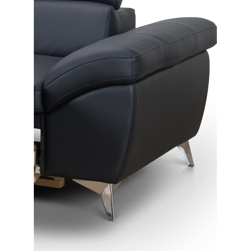 Utdragbar hörnsoffa i läder SALERNO II vänster svart