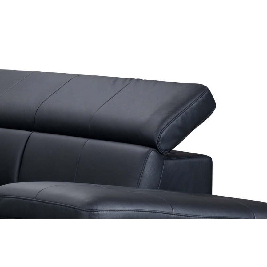 Utdragbar hörnsoffa i läder SALERNO II höger svart