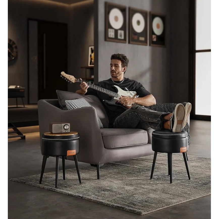 Läderpall CORE, svart