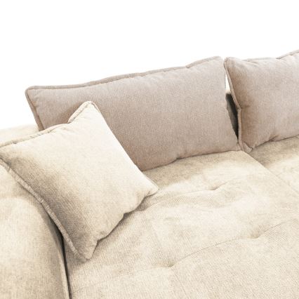 LAGOA L-formad bäddbar hörnsoffa med förvaring, vänster, beige/brun