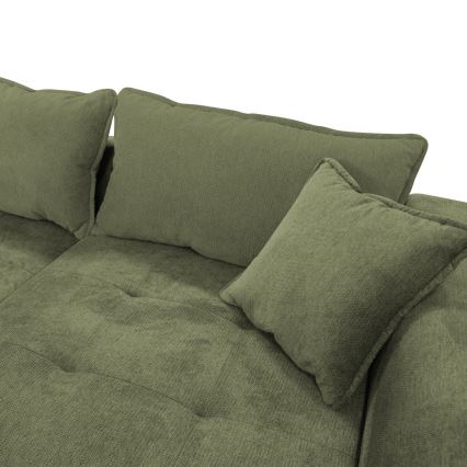 LAGOA L-formad hörnsoffa med bäddfunktion och förvaringsutrymme, höger, grön