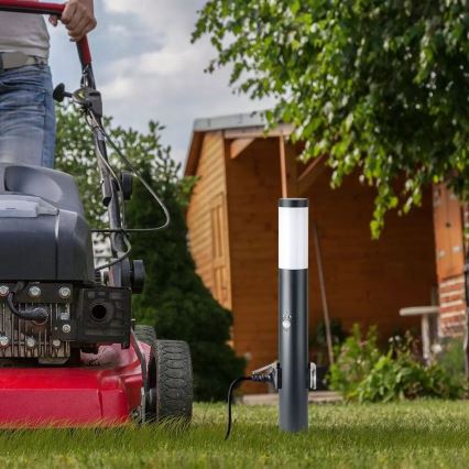 Lampa med sensor för utomhusbruk och 2 uttag SCHUKO 1xE27/60W/230V IP44 60cm antracit