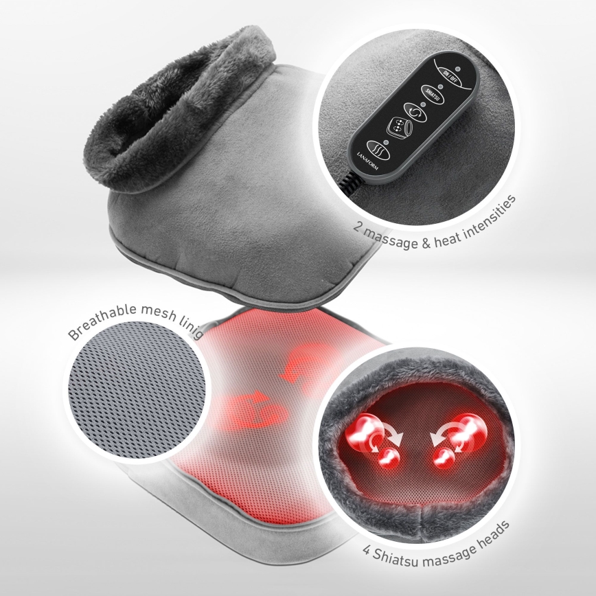 Lanaform - Elektrisk fotmassageapparat 2-i-1 SHIATSU 30W/230V