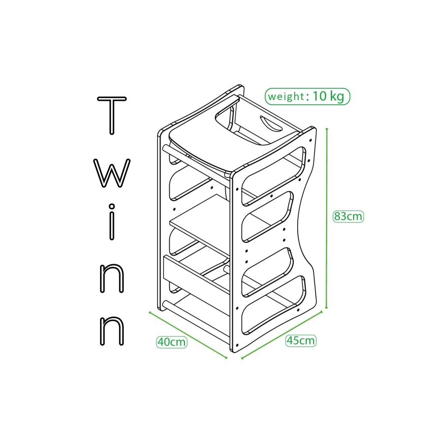Lärplattform för barn TWINN 83x45 cm, brun