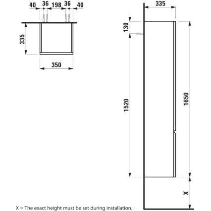 LAUFEN H4831220954791 - Badrumsskåp PRO 165 cm i ek